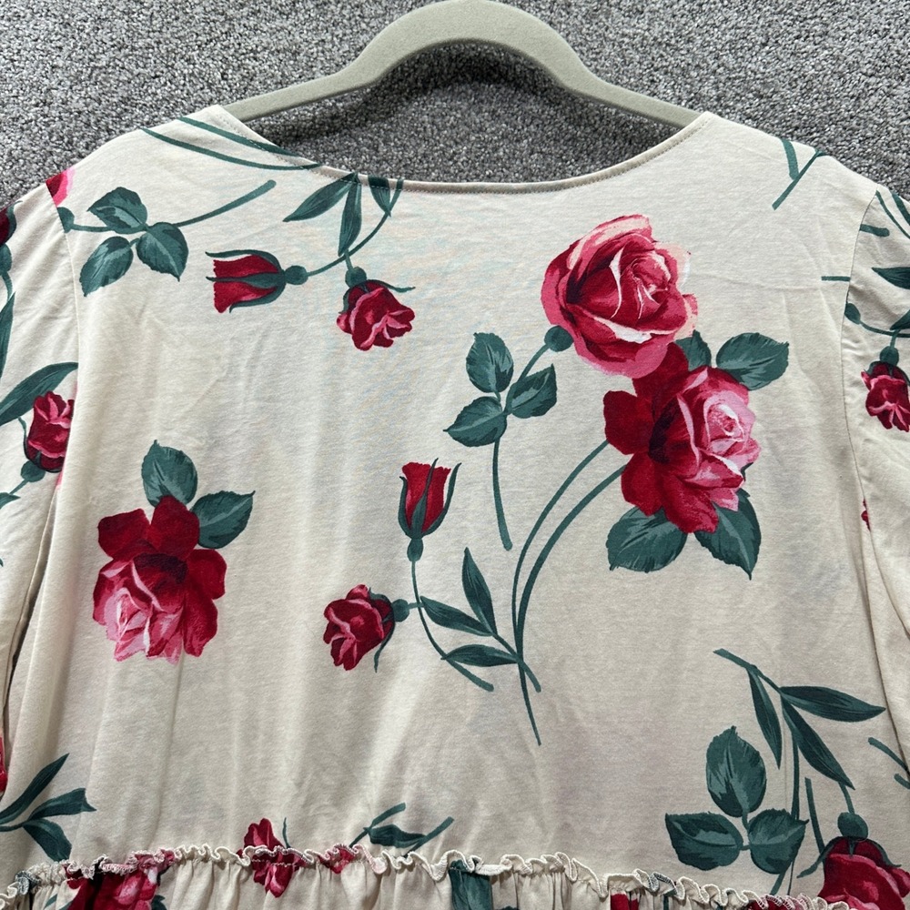 Torrid Heritage Jersey V-Neck Tie Front Babydoll Blouse Top Women 3X Floral - Picture 10 of 13